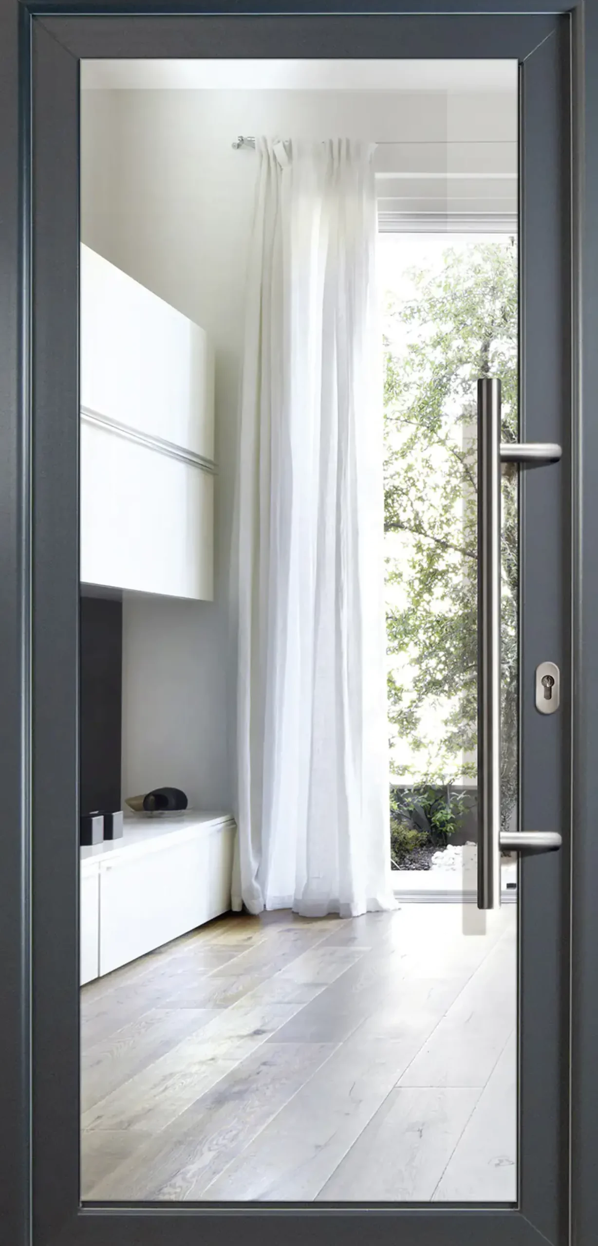 Meeth Haustür Signum PVC Modell 60 88 x 208 cm, DIN rechts, weiß/titan