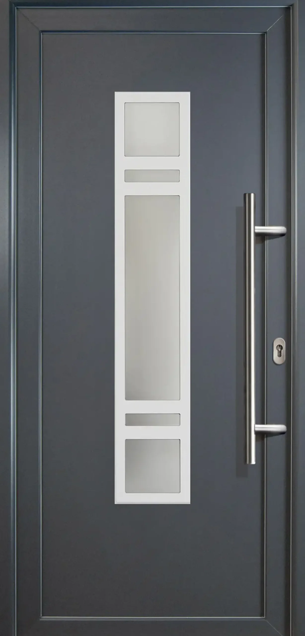 Meeth Haustür Signum PVC Modell 83 98 x 208 cm, DIN rechts, weiß/titan
