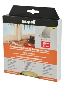 Nespoli Fenster- und Türdichtung 10 x 6 mm je 3 m, 10 x 6 mm, weiß, 2 Stück