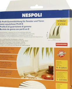 Nespoli Fenster- und Türdichtung mit E-Profil je 5 m, 9 x 4 mm, weiß, 2 Stück