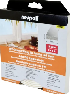 Nespoli PVC-Fenster- und Türdichtung je 6 m, 9 x 4 mm, weiß, 2 Stück