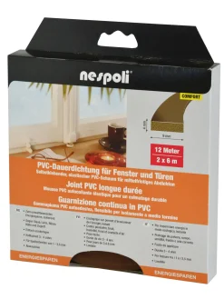 Nespoli PVC-Fenster- und Türdichtung je 6 m, 9 x 4 mm, braun, 2 Stück