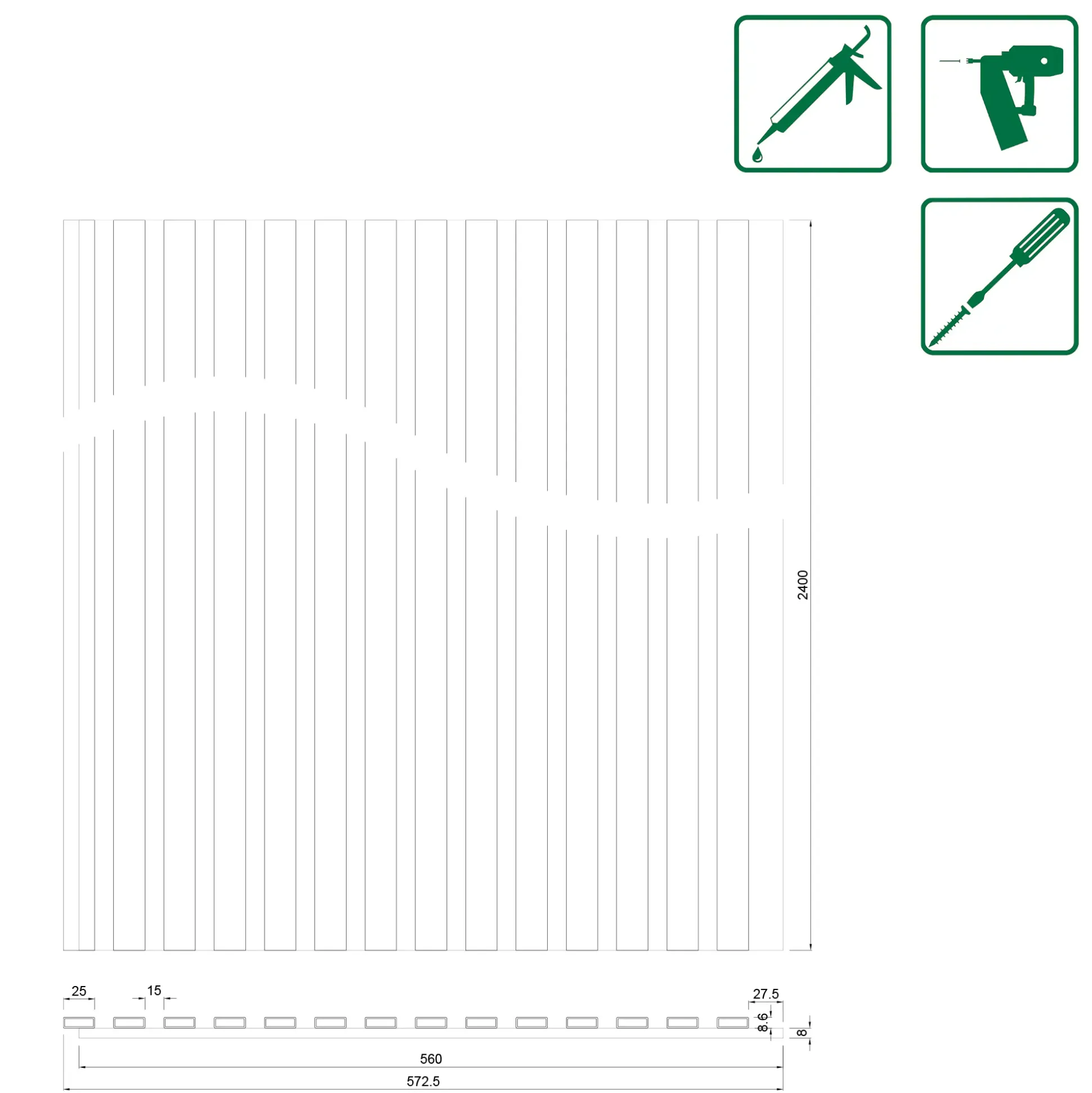 Neuhofer Akustikpaneel Beton foliert 240 x 57,2 x 1,9 cm grau
