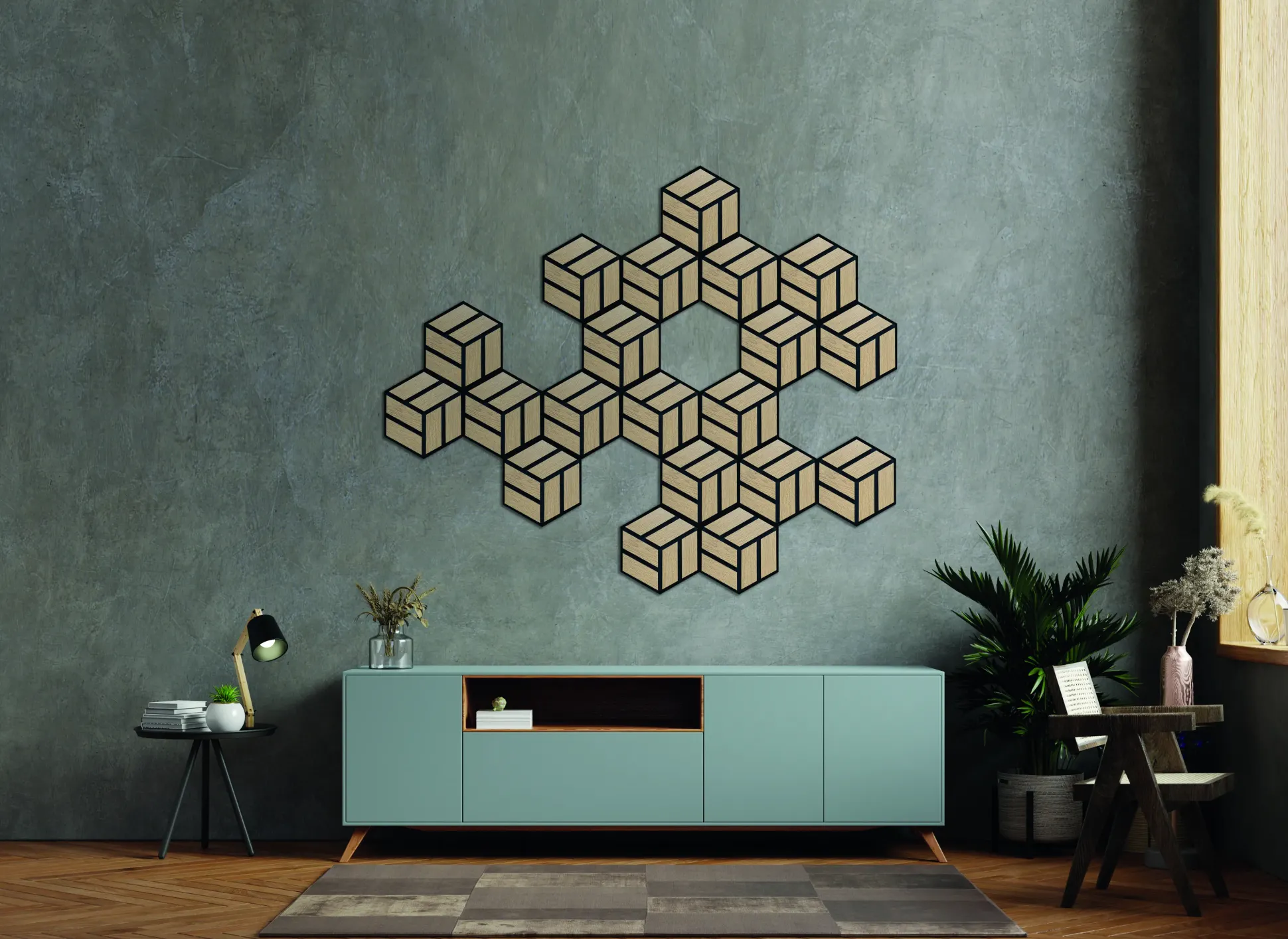 Neuhofer Akustikpaneele Hexago Eiche furniert 30 x 26 x 1,9 cm