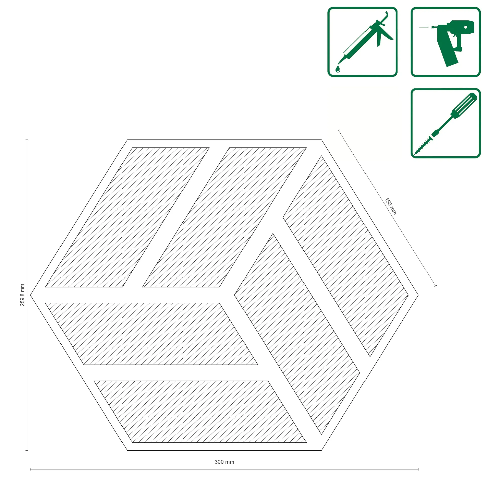 Neuhofer Akustikpaneele Hexago Eiche natur 30 x 26 x 1,9 cm