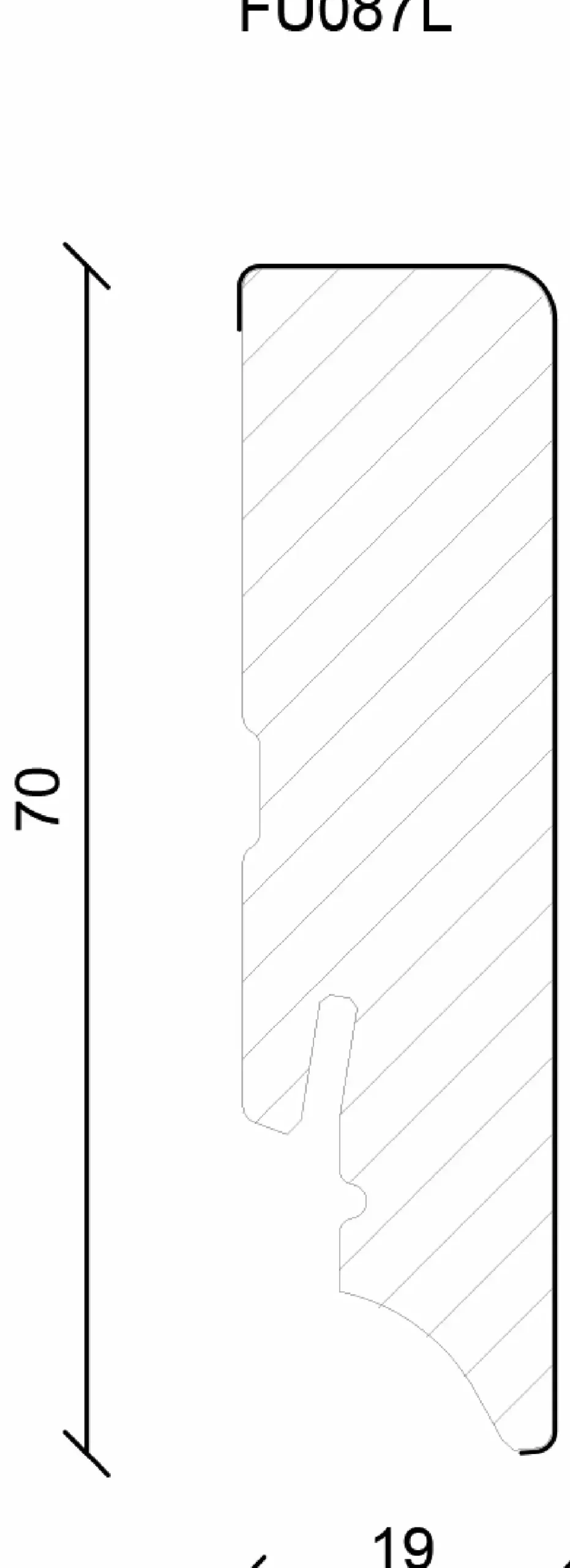Neuhofer Fußleiste 240 cm 70 x 19 mm Seekiefer grau
