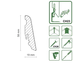 Neuhofer Fußleiste 240 cm 58 x 19 mm Eiche hell