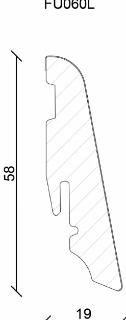 Neuhofer Fußleiste 240 cm 58 x 19 mm Eiche elegance