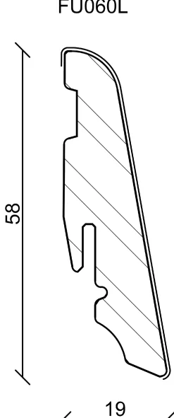 Neuhofer Fußleiste 240 cm 58 x 19 mm Sichtestrich hell