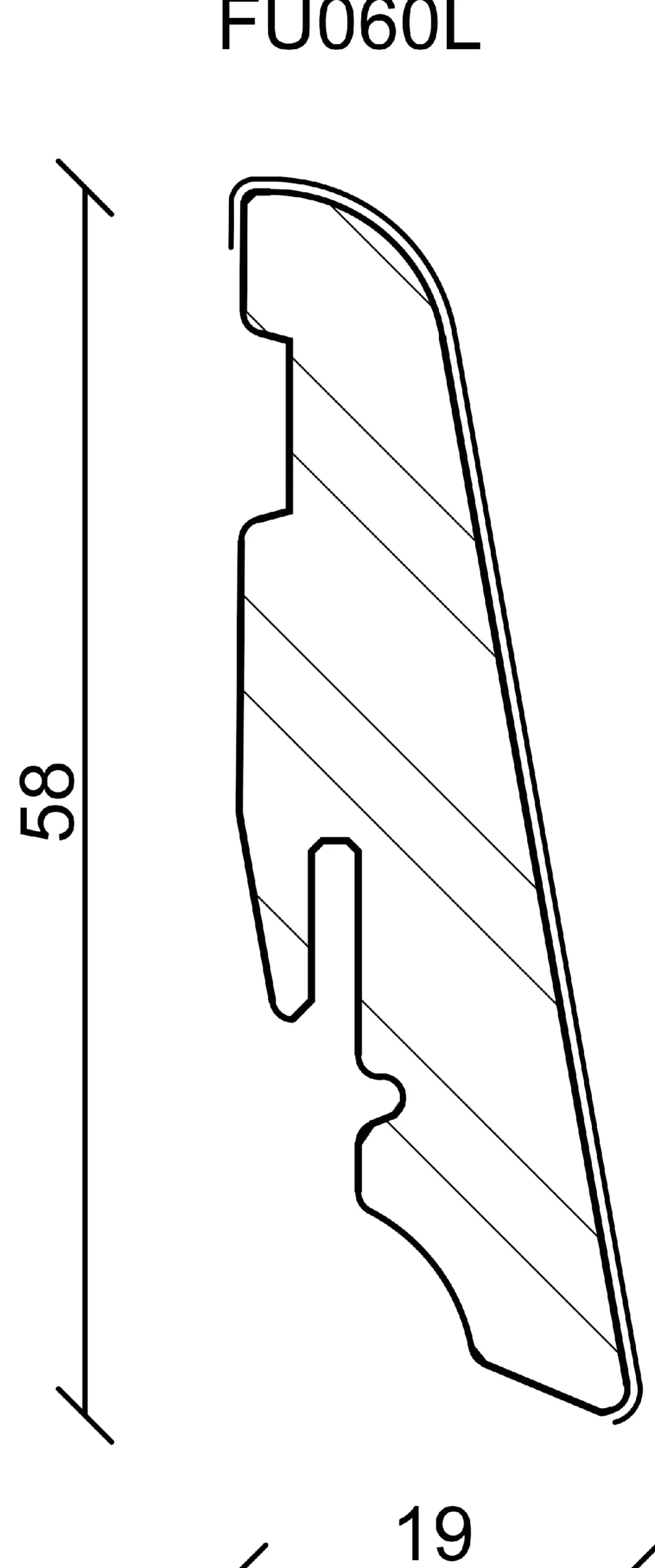 Neuhofer Fußleiste 240 cm 58 x 19 mm Sichtestrich hell