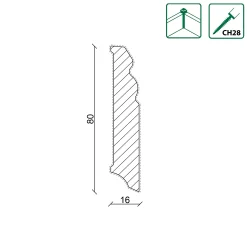 Neuhofer Fußleiste 240 cm x 80 x 16 mm weiß