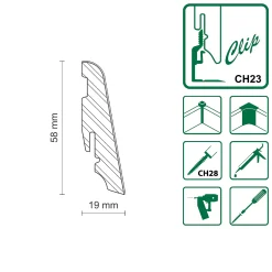 Neuhofer Fußleiste 240 cm x 58 x 19 mm Eiche Erle
