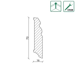 Neuhofer Fußleiste 240 cm x 70 x 16 mm weiß