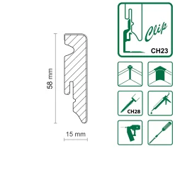 Neuhofer Fußleiste 240 cm x 58 x 19 mm fenstergrau
