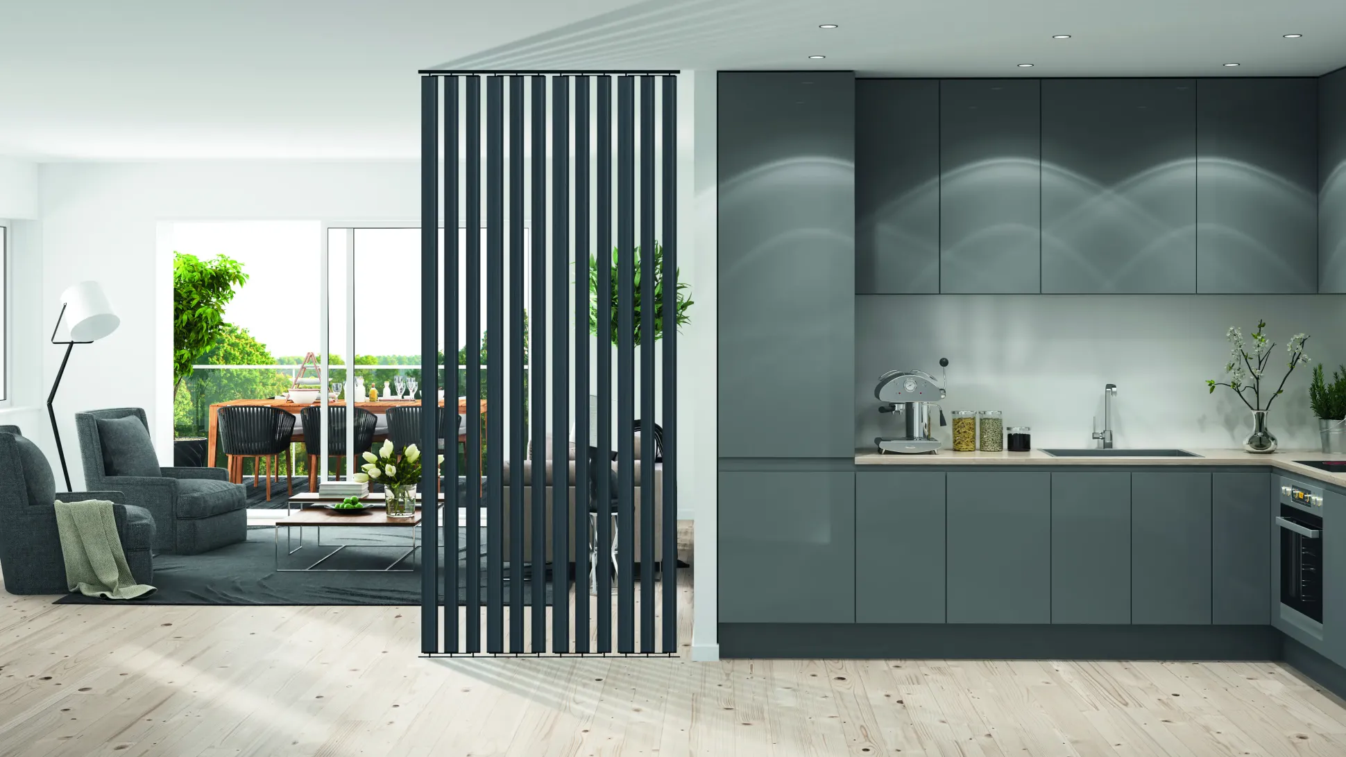 Neuhofer Lamelle Raumtrenner 267 x 8,8 cm anthrazit