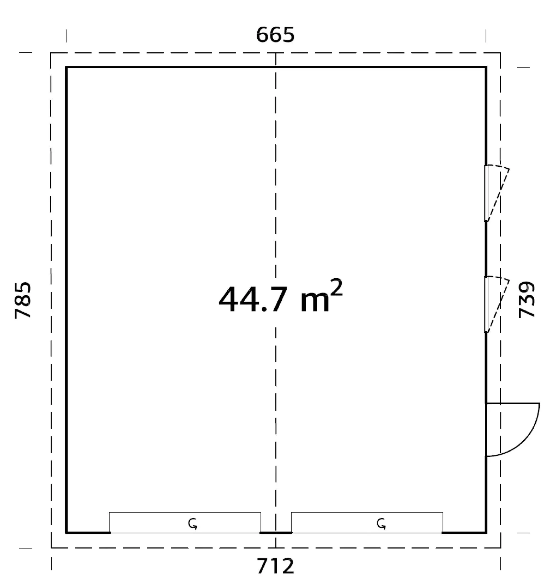 Palmako Fertiggarage Doppelgarage Andre 665 x 739 cm mit Sektionaltor naturbelassen