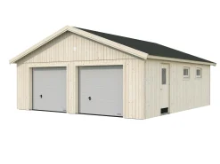Palmako Fertiggarage Doppelgarage Andre 665 x 739 cm mit Sektionaltor naturbelassen