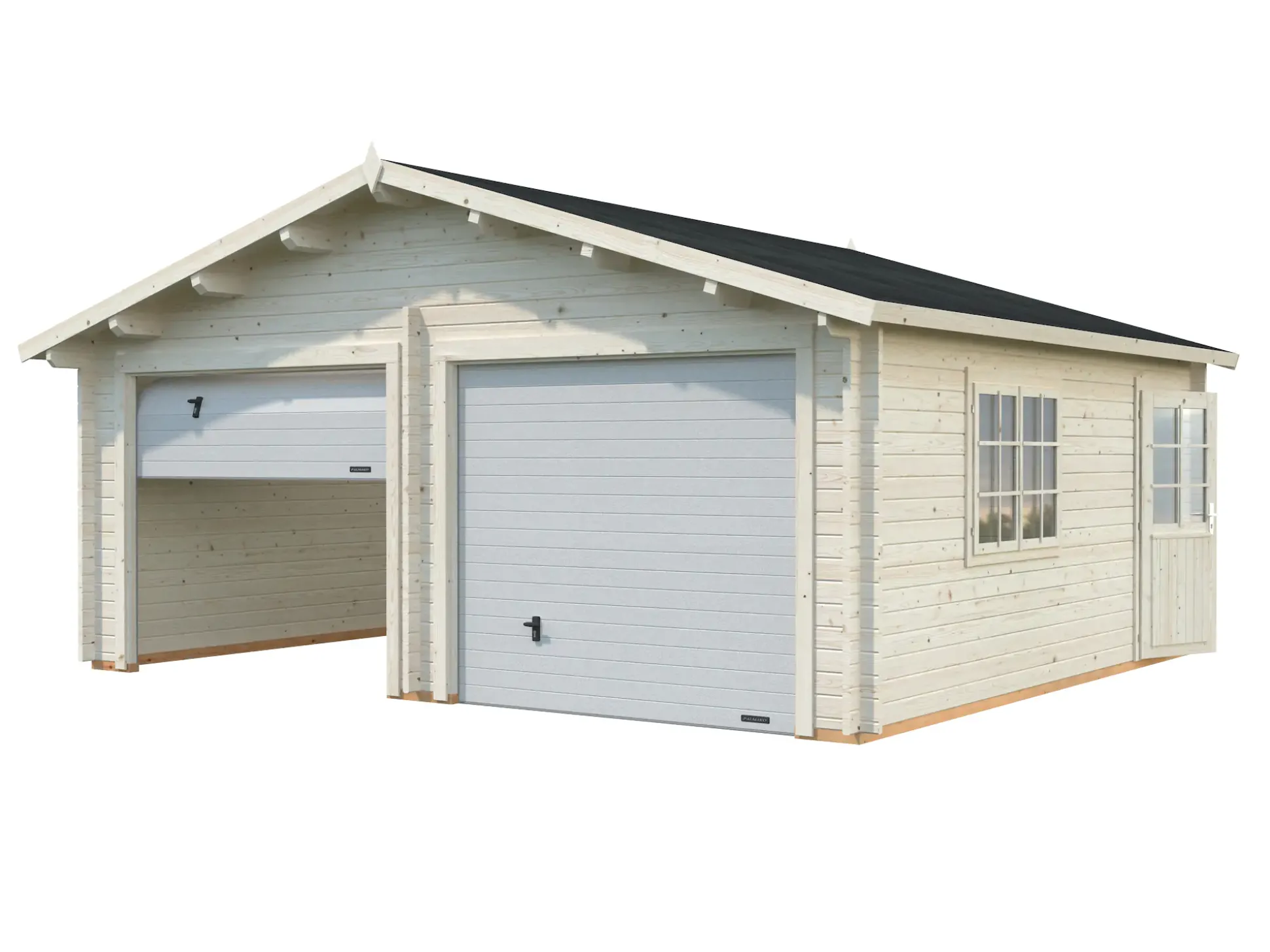 Palmako Fertiggarage Doppelgarage Roger 575 x 510 cm mit Sektionaltor naturbelassen