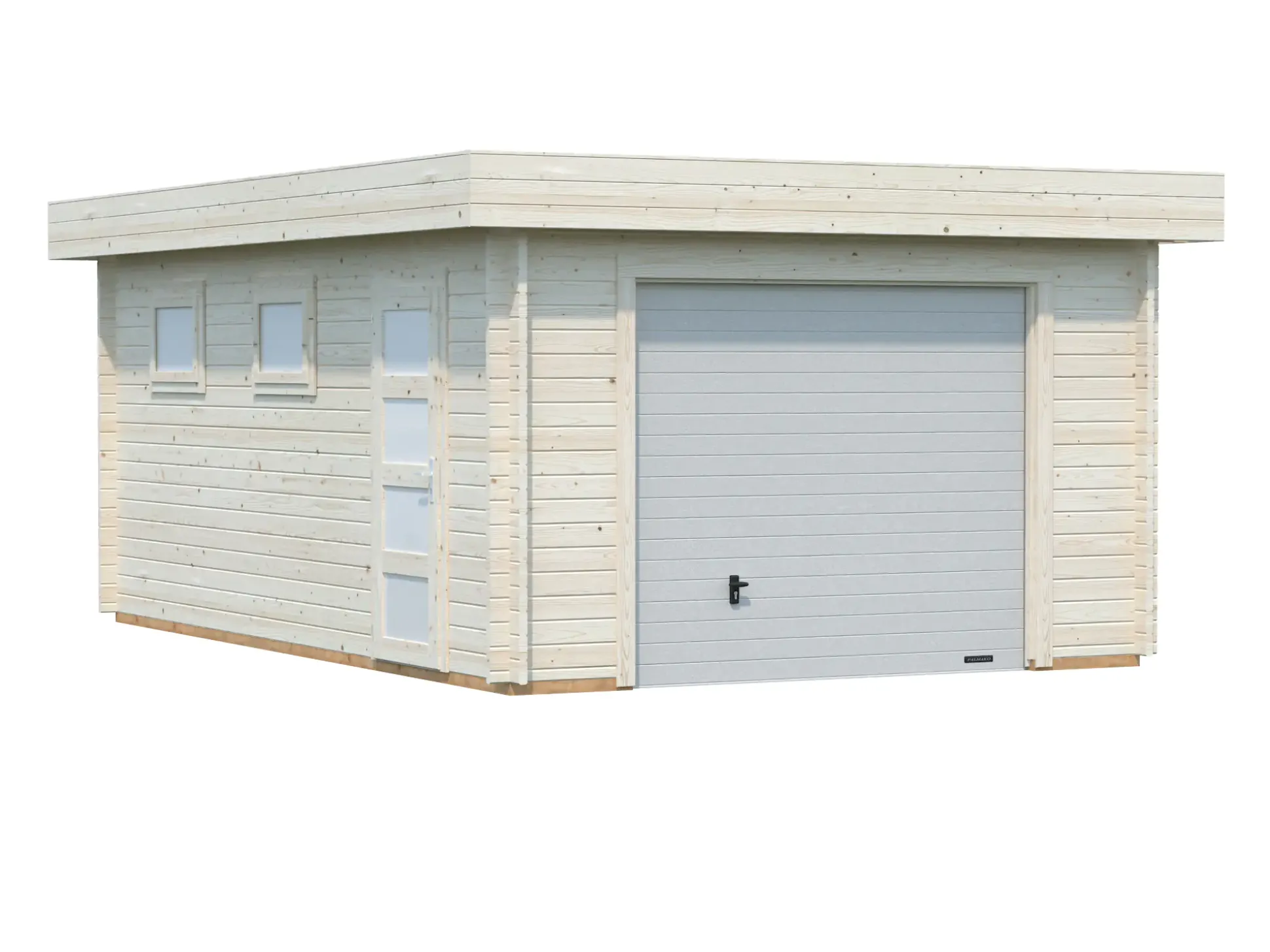 Palmako Fertiggarage Rasmus 360 x 550 cm mit Sektionaltor naturbelassen