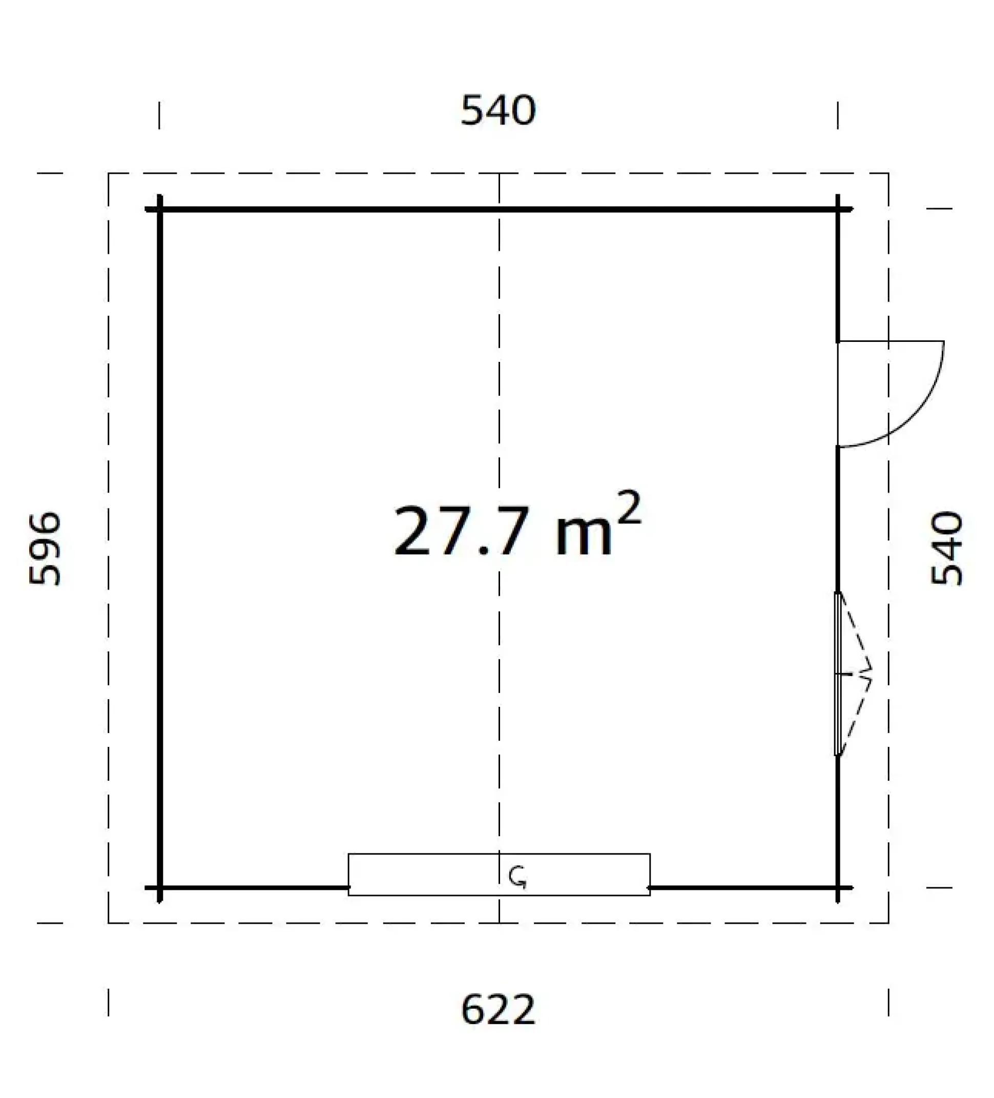 Palmako Fertiggarage Roger 540 x 540 cm mit Sektionaltor naturbelassen
