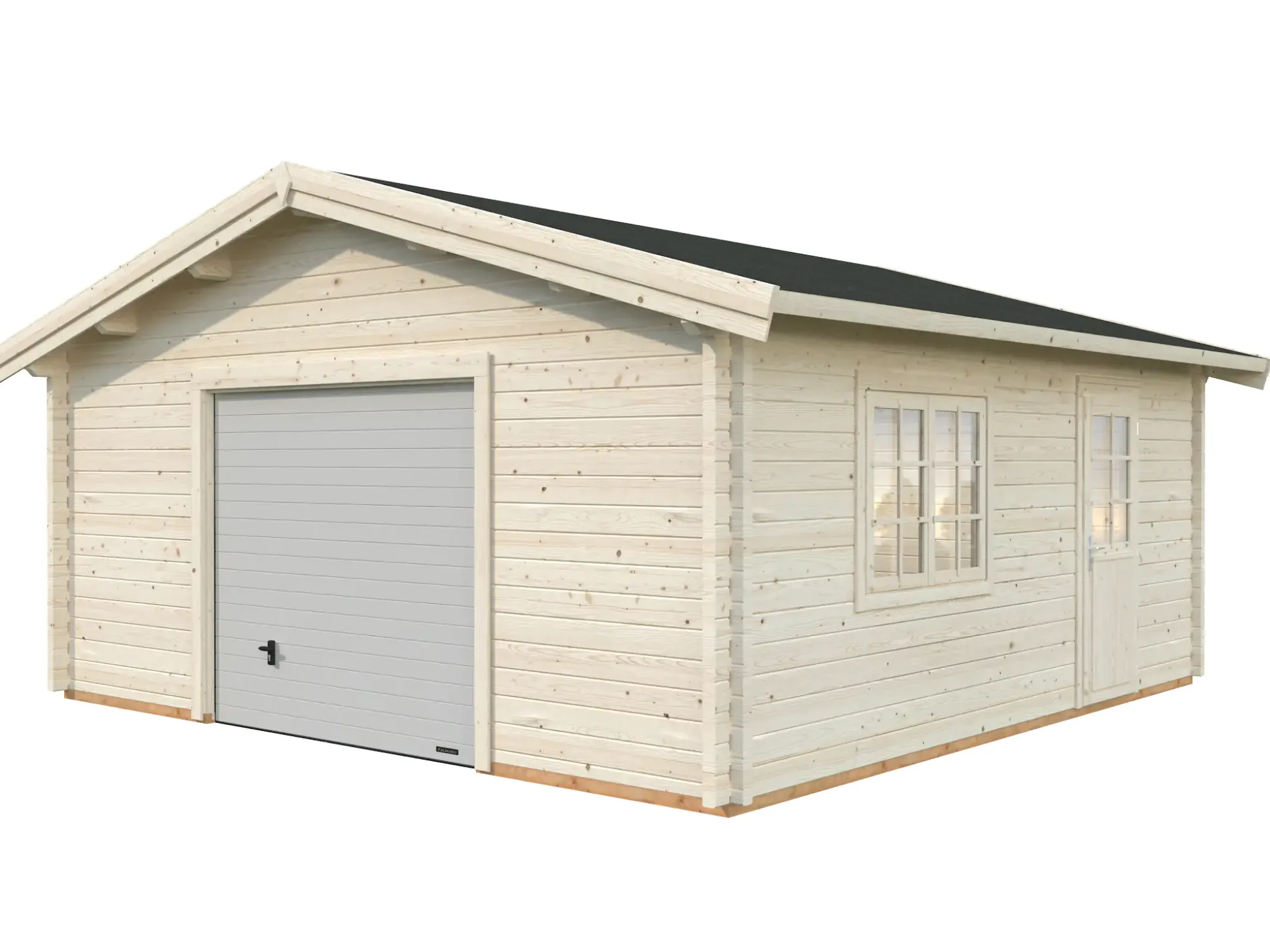 Palmako Fertiggarage Roger 540 x 540 cm mit Sektionaltor naturbelassen
