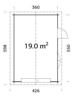 Palmako Fertiggarage Roger 360 x 550 cm mit Sektionaltor naturbelassen