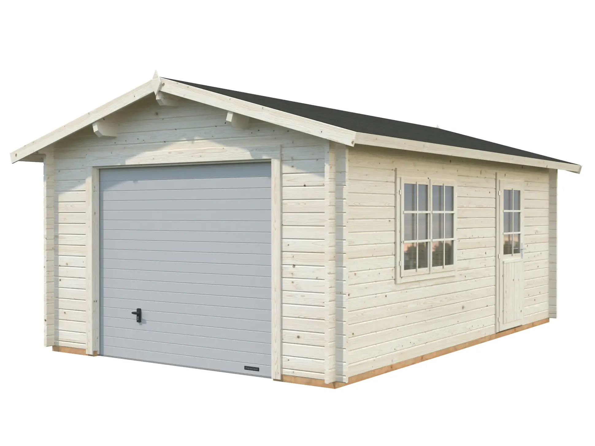 Palmako Fertiggarage Roger 360 x 550 cm mit Sektionaltor naturbelassen
