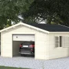Palmako Fertiggarage Roger 450 x 550 cm mit Sektionaltor naturbelassen