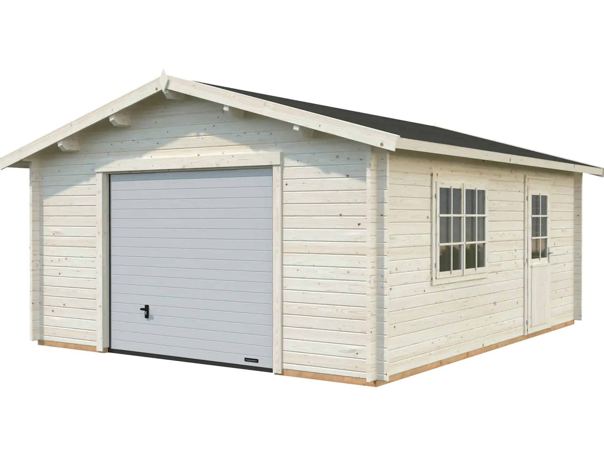 Palmako Fertiggarage Roger 450 x 550 cm mit Sektionaltor naturbelassen