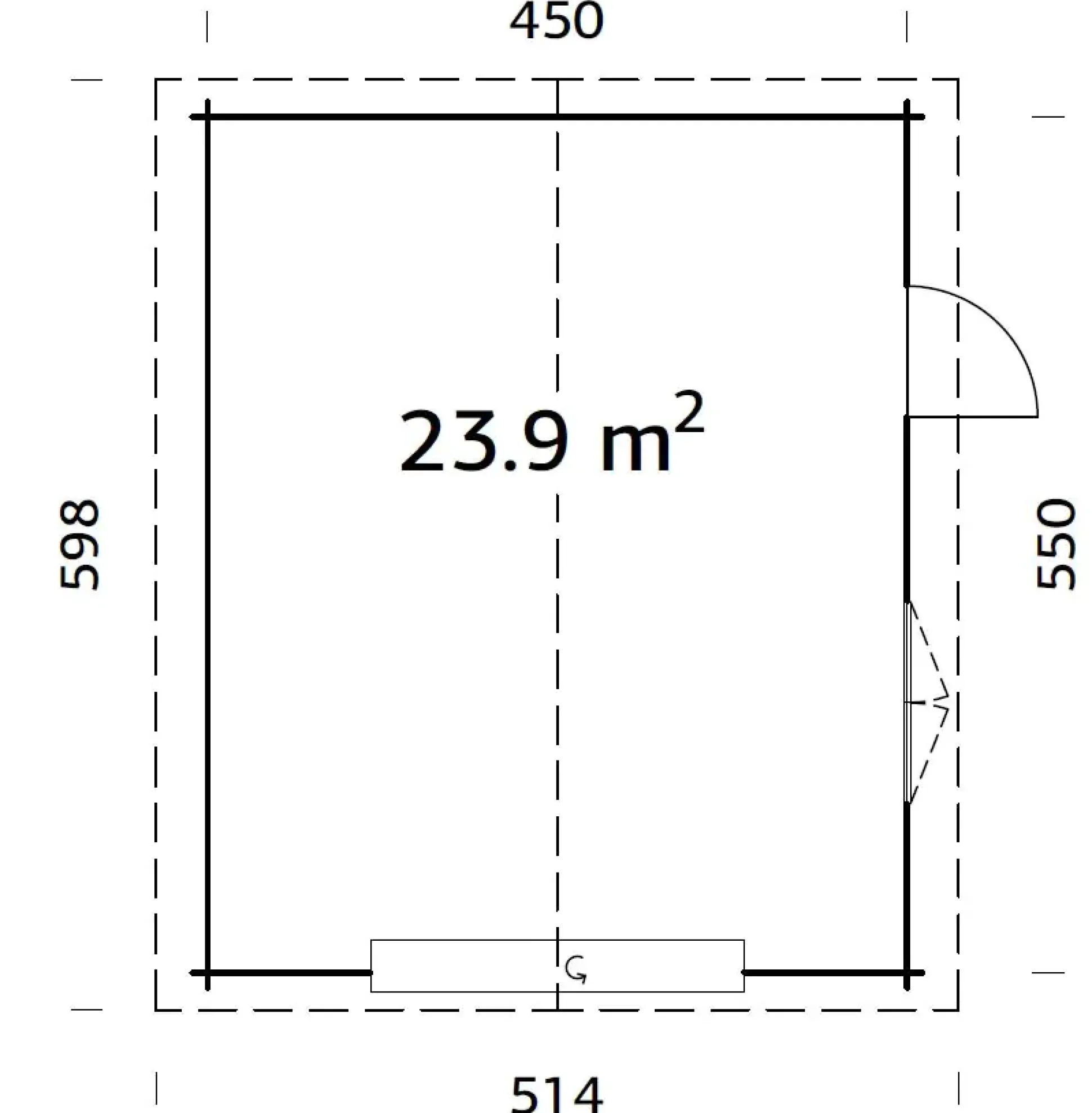Palmako Fertiggarage Roger 450 x 550 cm mit Sektionaltor naturbelassen