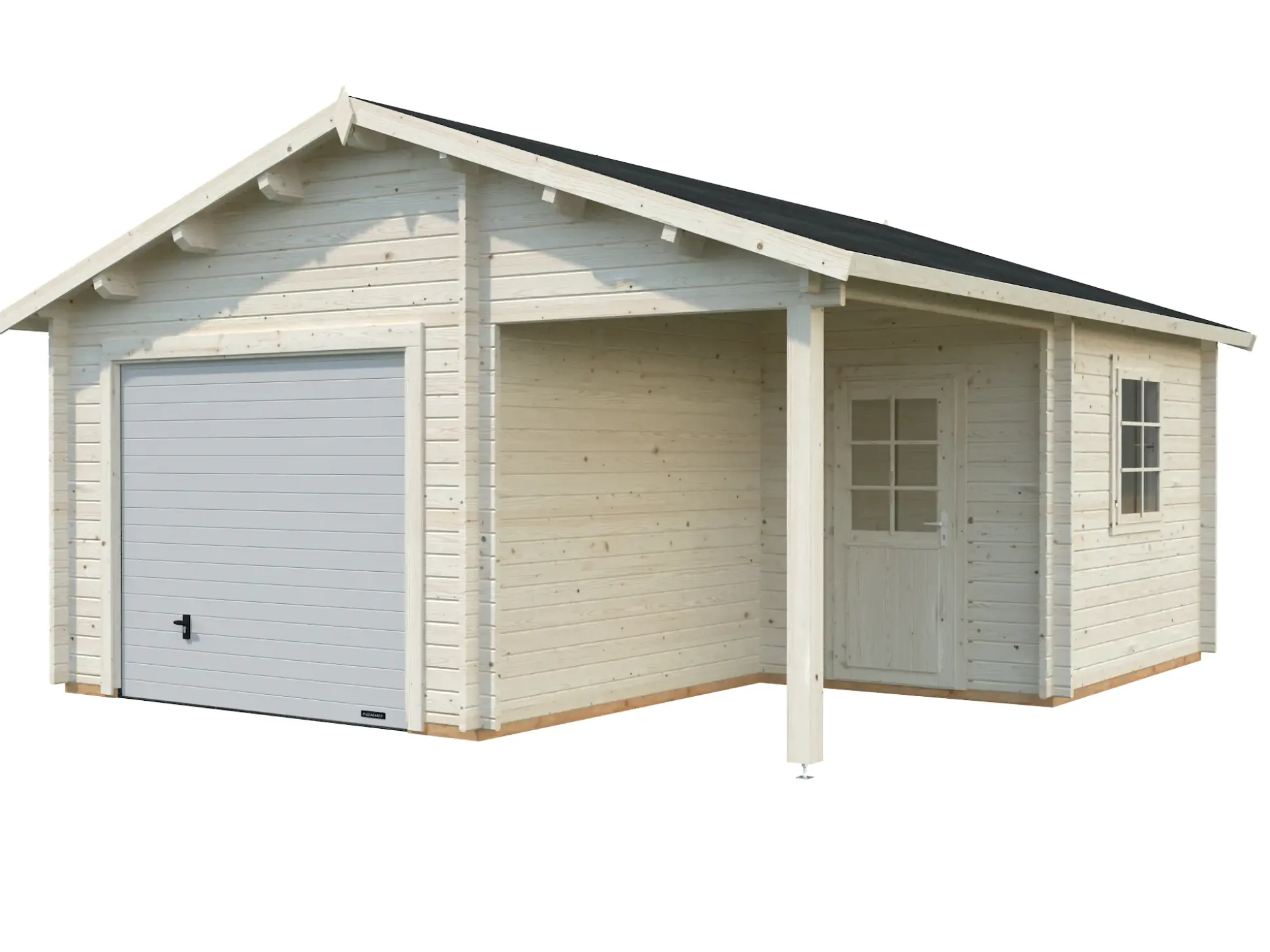 Palmako Fertiggarage Roger 510 x 550 cm mit Sektionaltor naturbelassen