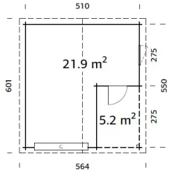 Palmako Fertiggarage Roger 510 x 550 cm mit Sektionaltor naturbelassen