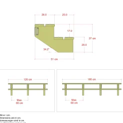 Plus Außentreppe Kiefer 2 Stufen 180 cm breit