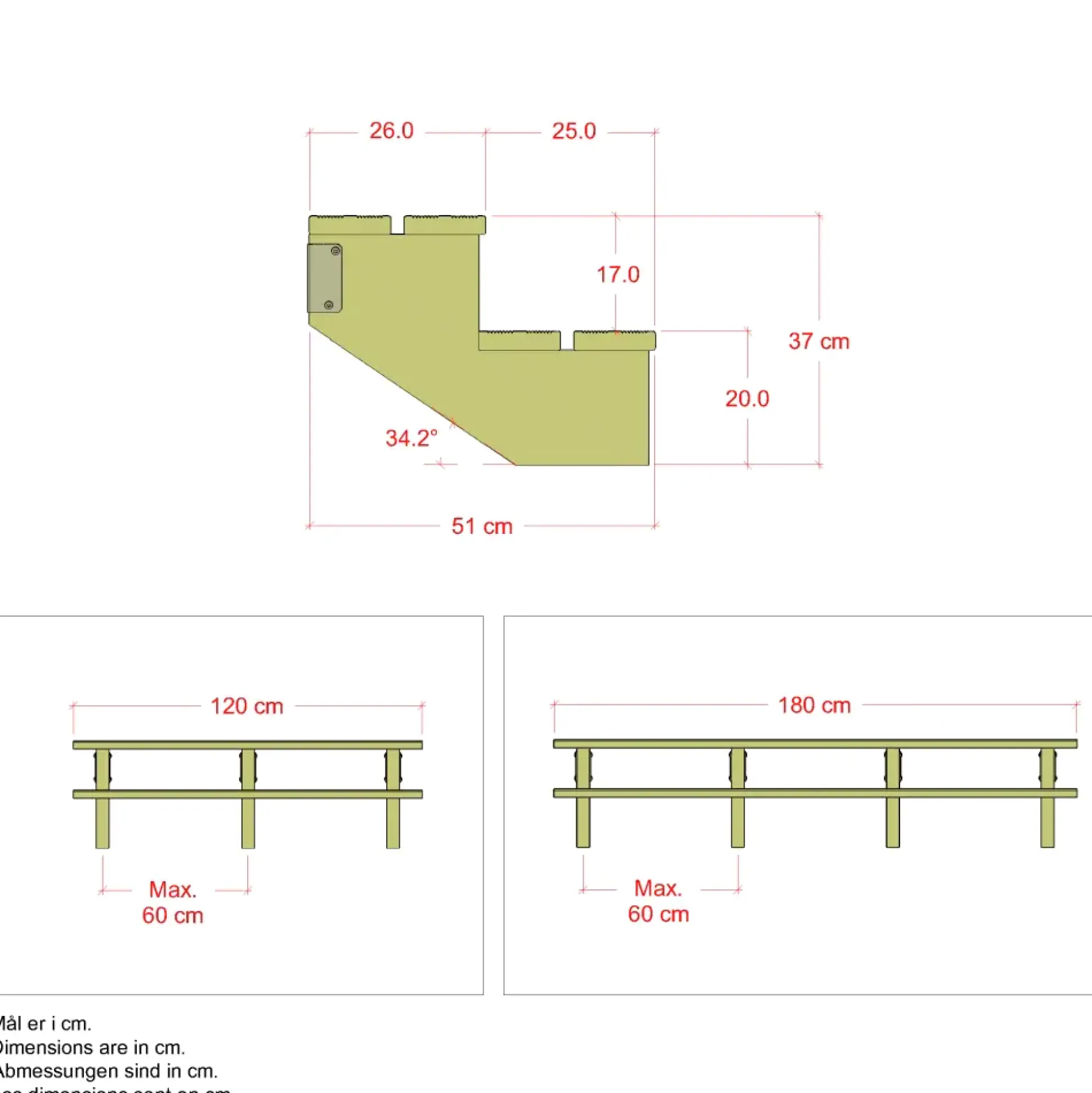 Plus Außentreppe Kiefer 2 Stufen 180 cm breit