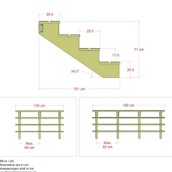 Plus Außentreppe Kiefer 4 Stufen 120 cm breit