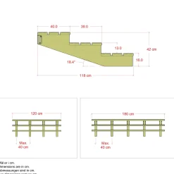 Plus Außentreppe Kiefer 3 Stufen 180 cm breit Schritttiefe 39 cm