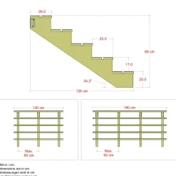Plus Außentreppe Kiefer 5 Stufen 180 cm breit