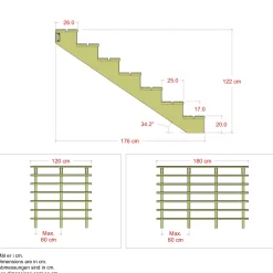 Plus Außentreppe Kiefer 7 Stufen 180 cm breit