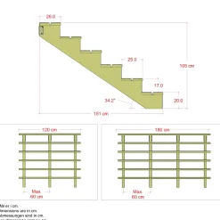 Plus Außentreppe Kiefer 6 Stufen 120 cm breit