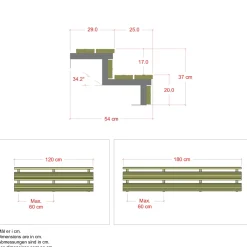 Plus Außentreppe Kiefer/Feuerverzinkt 2 Stufen 120 cm breit