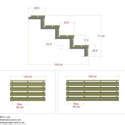 Plus Außentreppe Kiefer/Feuerverzinkt 4 Stufen 120 cm breit