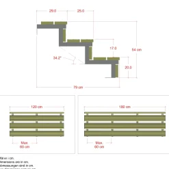 Plus Außentreppe Kiefer/Feuerverzinkt 3 Stufen 180 cm breit