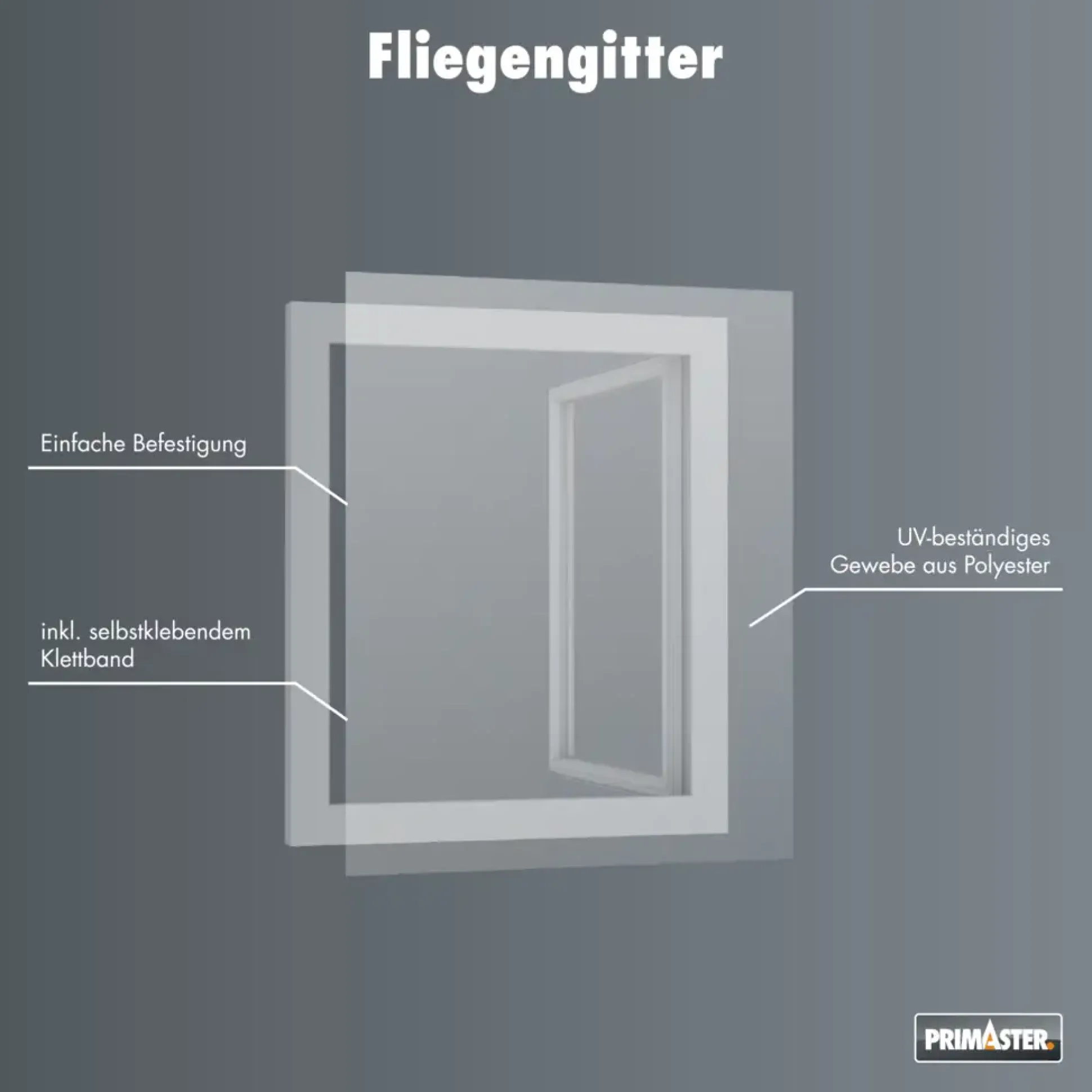Primaster Fliegengitter 130 x 150 cm weiß kürzbar