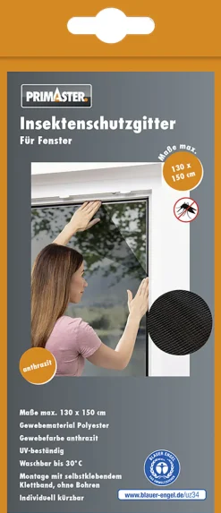 Primaster Fliegengitter 130 x 150 cm anthrazit kürzbar