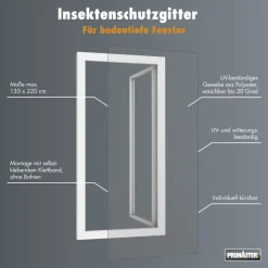 Primaster Fliegengitter für bodentiefe Fenster 130 x 220 cm anthrazit kürzbar