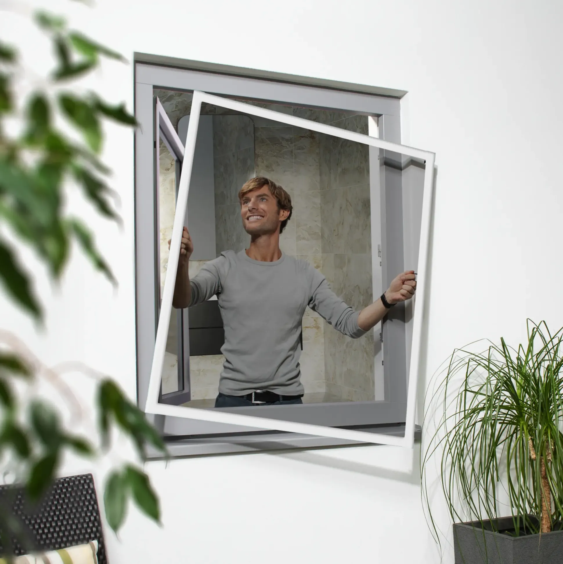Primaster Fliegenschutz-Fenster slim 120 x 150 weiß