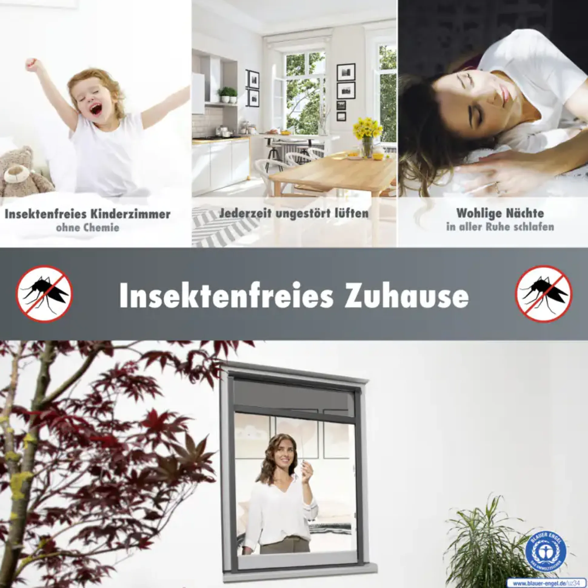 Primaster Fliegenschutz-Rollo 130 x 160 cm anthrazit/anthrazit kürzbar