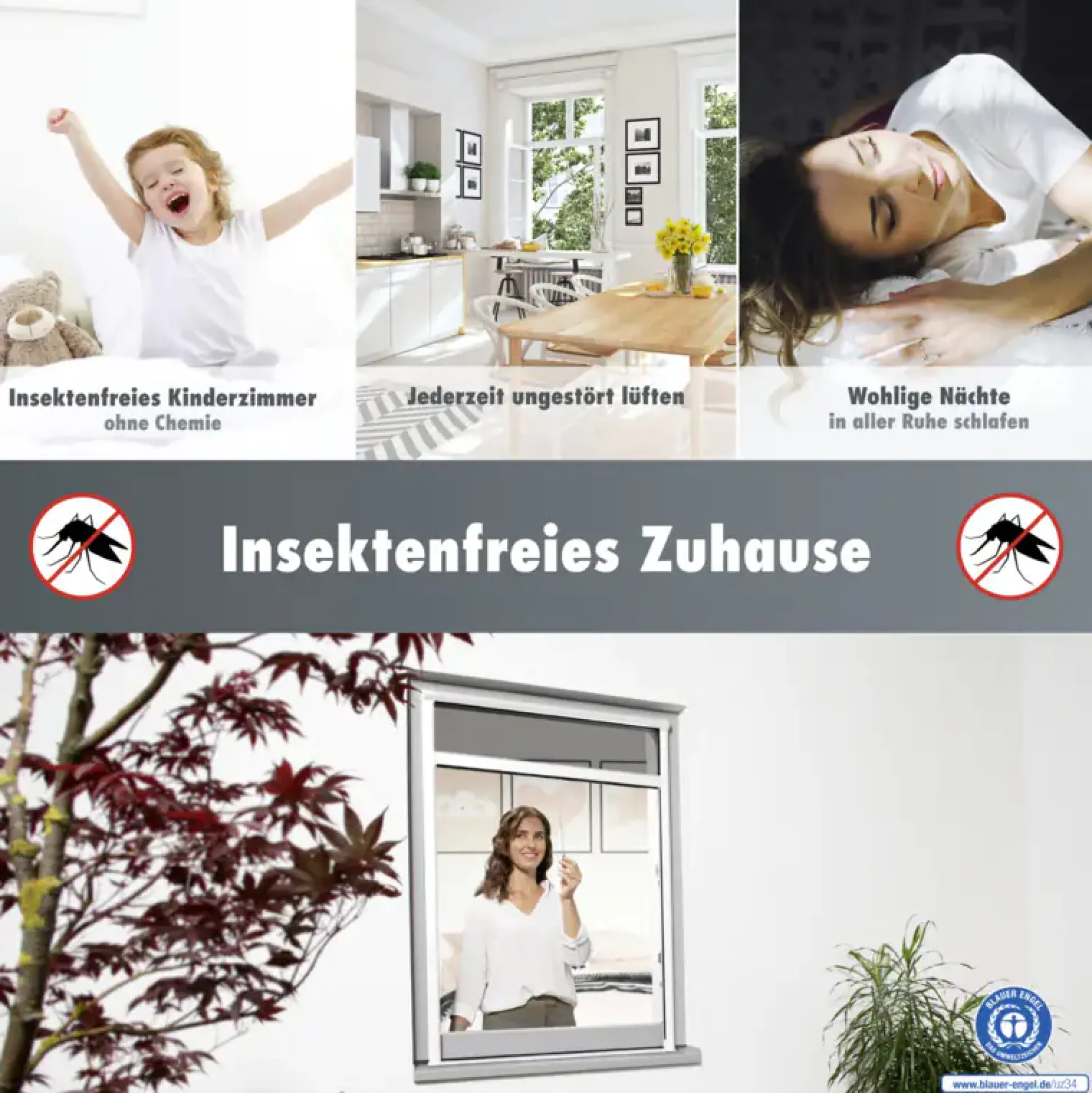 Primaster Fliegenschutz-Rollo 130 x 160 cm weiß kürzbar