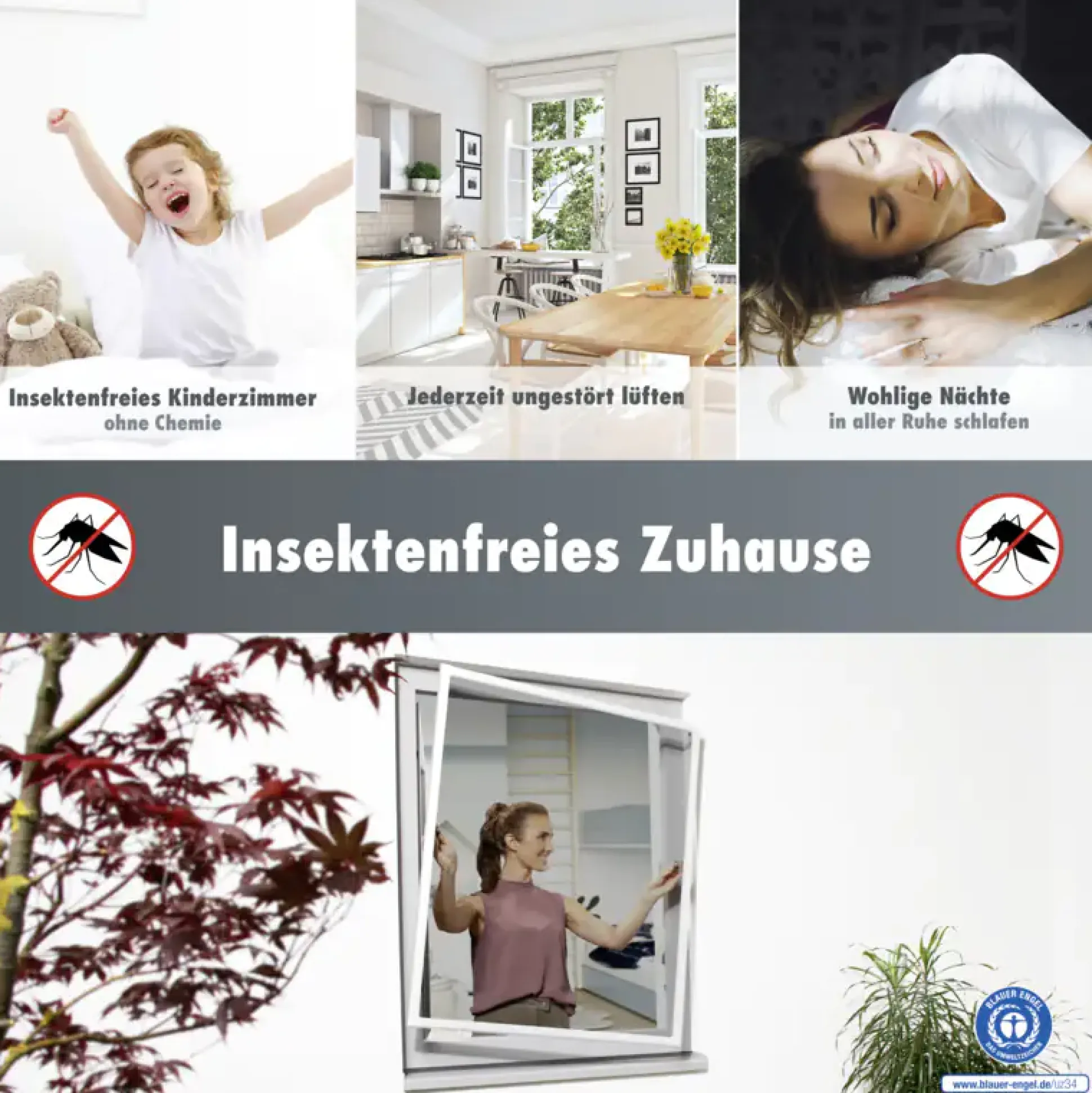 Primaster Fliegenschutz-Teleskopfenster 130 x 150 cm weiß/weiß kürzbar
