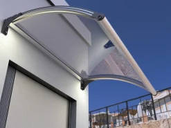 Primaster Vordach Marseille silber 150 x 100 cm mit Polycarbonat-Abdeckung und LED